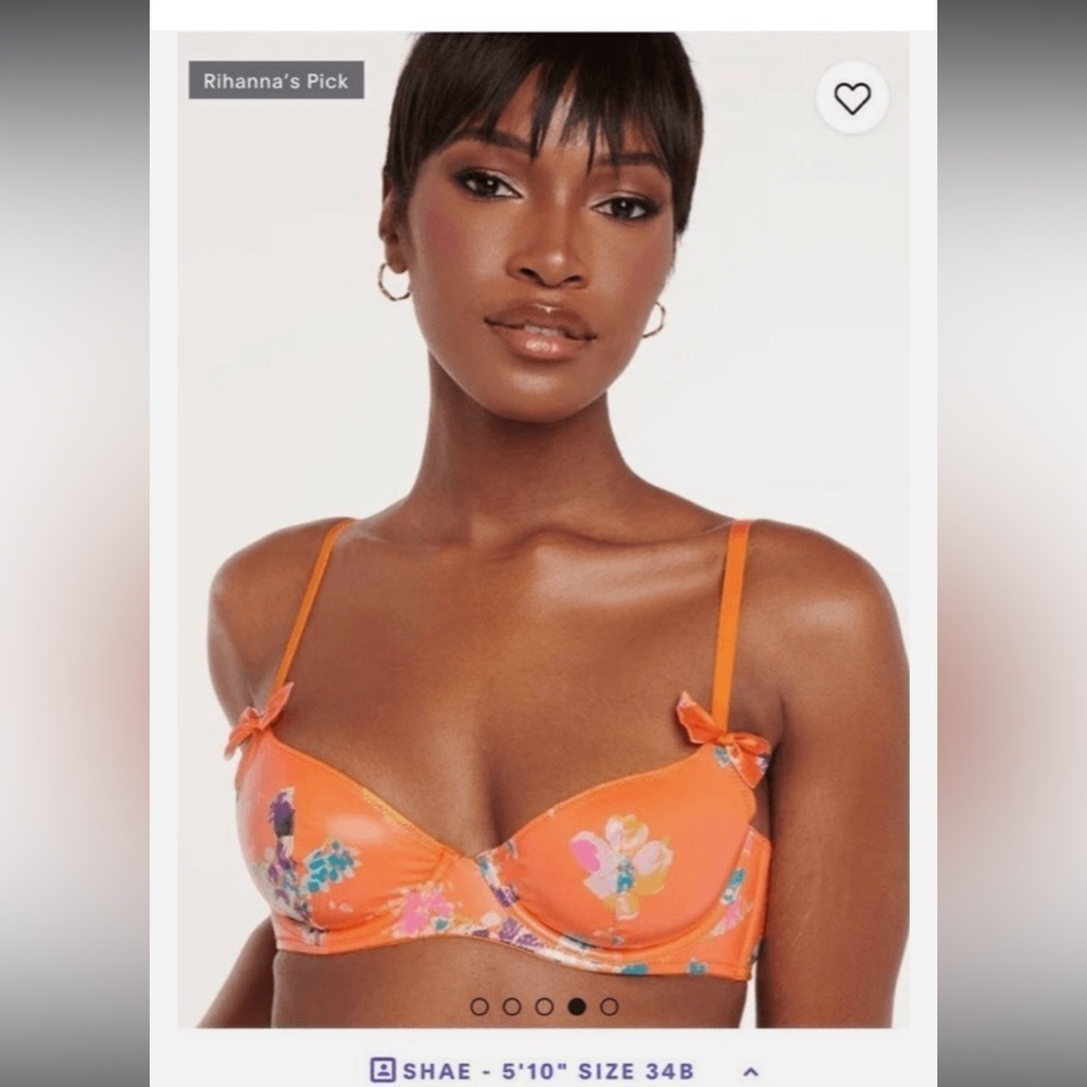 Savage X Fenty Unlined Demi Bra Orange Floral Size 40D